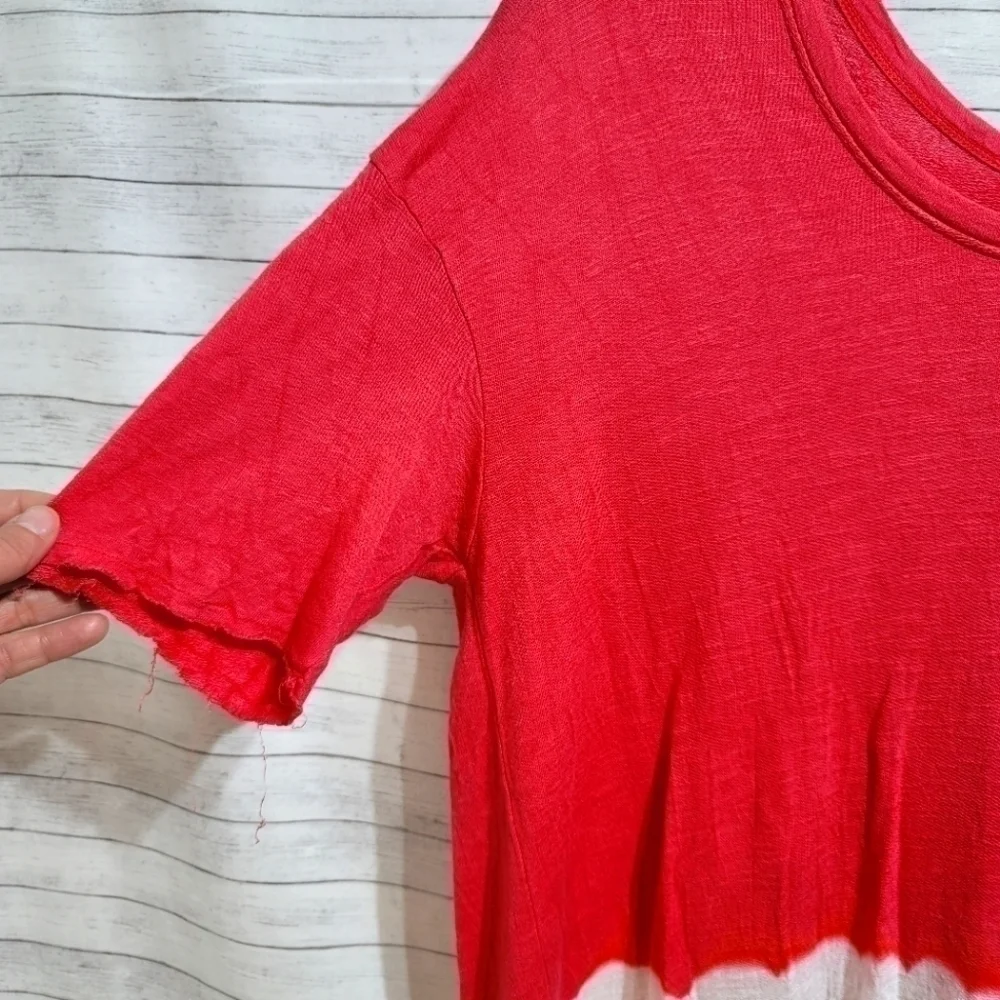 WE THE FREE COLOR BLOCK TUNIC LENGTH RAW HEMS T-SHIRT SZ SMALL